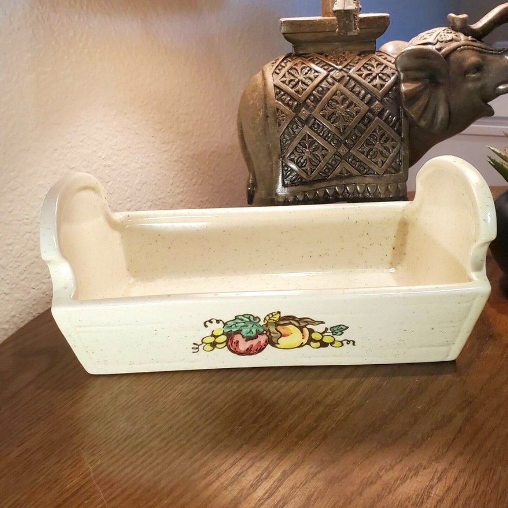 Metlox Poppytrail Bread Bowl Provincial Fruit Stoneware Vtg Speckled 9.75" EUC